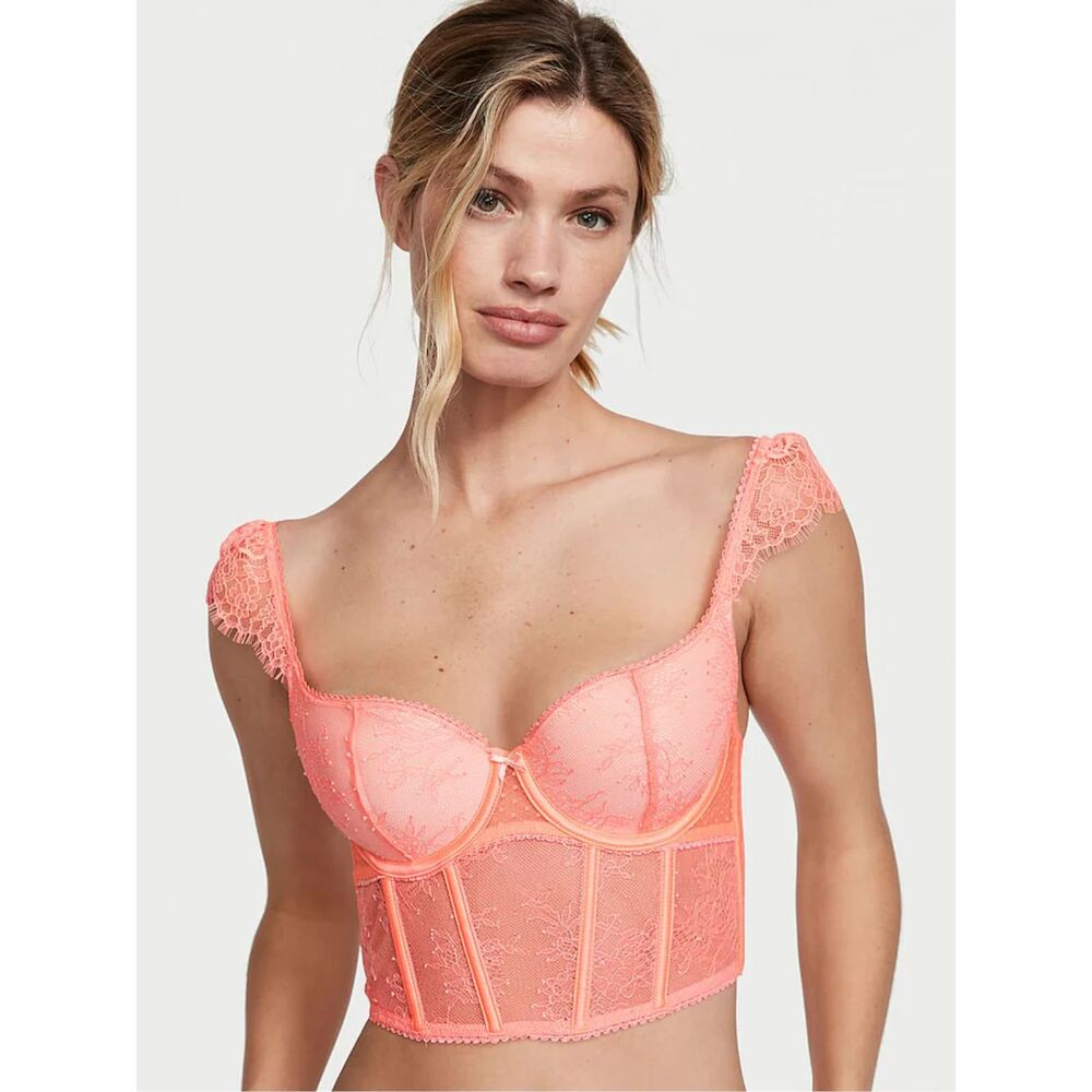 NWT VICTORIA'S SECRET Neon Nectar Dream Angels Lace Cap Sleeve Corset Top XL